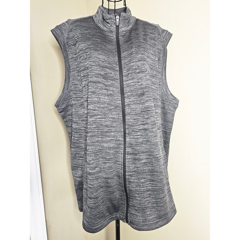 PGA Tour Men’s XL New Golf Vest Black Caviar Heather Gray Full Zip Gift
